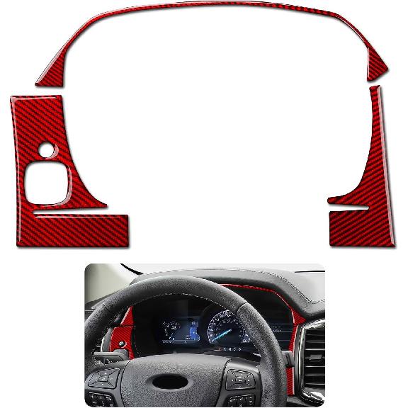 Car Sticker Carbon Fiber Center Console Gear Shift Indicator Panel Cover Trim for Ford Ranger XLT Lariat XL      Decal Accessories Red