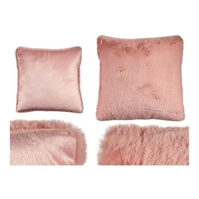 Kissen - 40 x 40 cm - Rosa - Synthetisches Leder - Synthetisches Haar