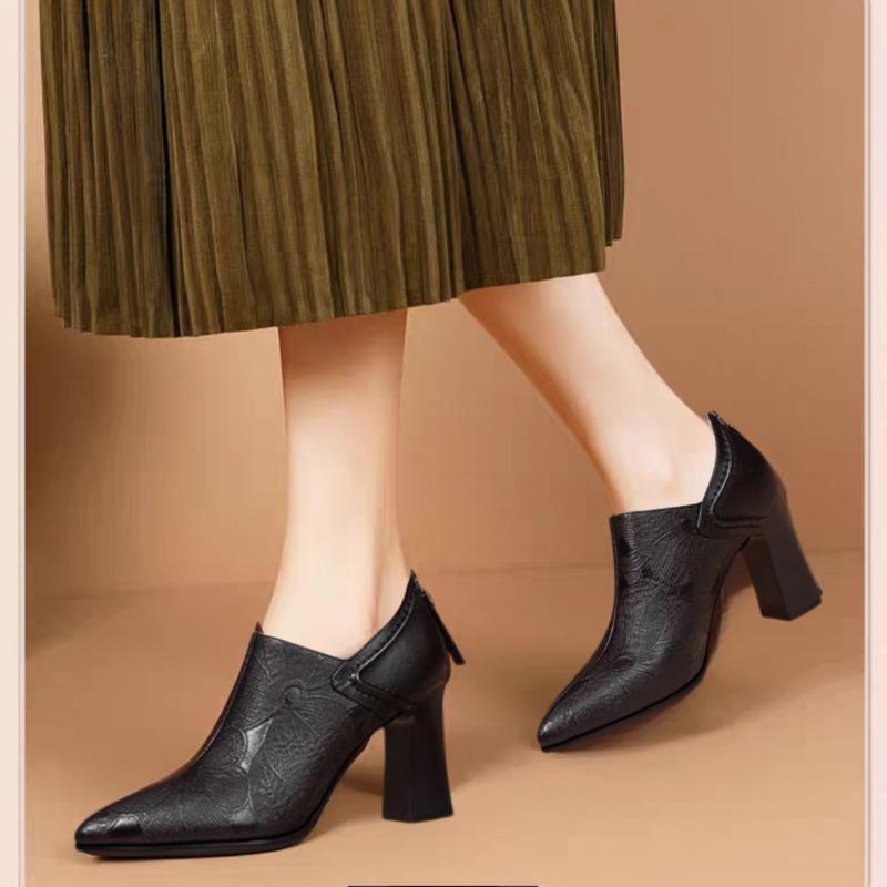 

Высококачественная обувь для женщин 2025 Лето Слингбэки T-образный ремешок Женские туфли-лодочки Острый носок Квадратный каблук Женские туфли на высоком каблуке Женская 35 чёрный