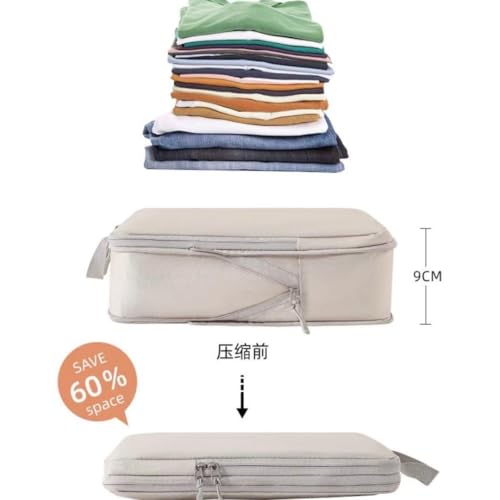 Compression travel pouch bag 4-piece set washable water-repellent 60 gray