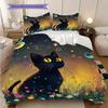 Black Cat Pattern Bedding Quilt Set Quilt Cover Pillowcase Home Decoration Birthday Gift (1 * Duvet Cover + 2 * Pillowcase, Without Core)