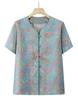 Mom's Chinese Style Summer Top Set: Short-Sleeved Shirt & Two-Piece Outfit for Middle-Aged and Elderly Women