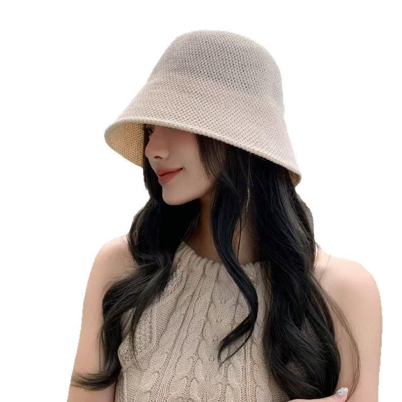 2026New fashion straw hat for women, Korean version, hollow and breathable, suitable for travel, bucket hat, fisherman hat, trendy