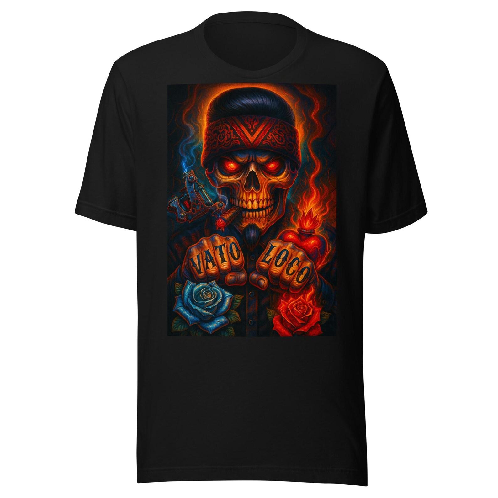 Calavera Ases del Barrio Dark Chicano Style Unisex t-shirt S