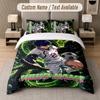Blue Lock 3Pcs Bedding Set, Personalized Custom Name Text, 1 Duvet Cover & 2 Pillowcases For Bedroom