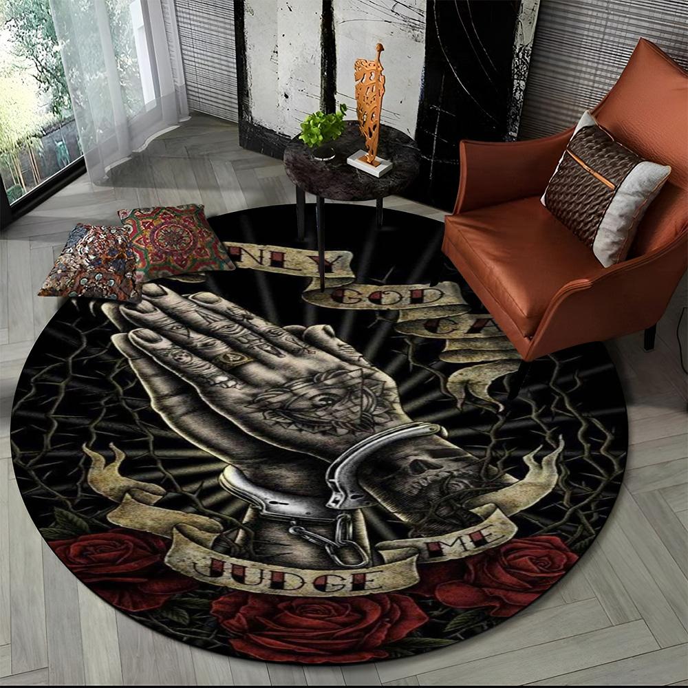 3D Tištěný Film Scarface Tony HD Kulatý Koberec pro Obývací Pokoj Ložnici Dětský Herní Koutek Dekorace, Koberec do Zvířecí Zóny Protiskluzová Podložka