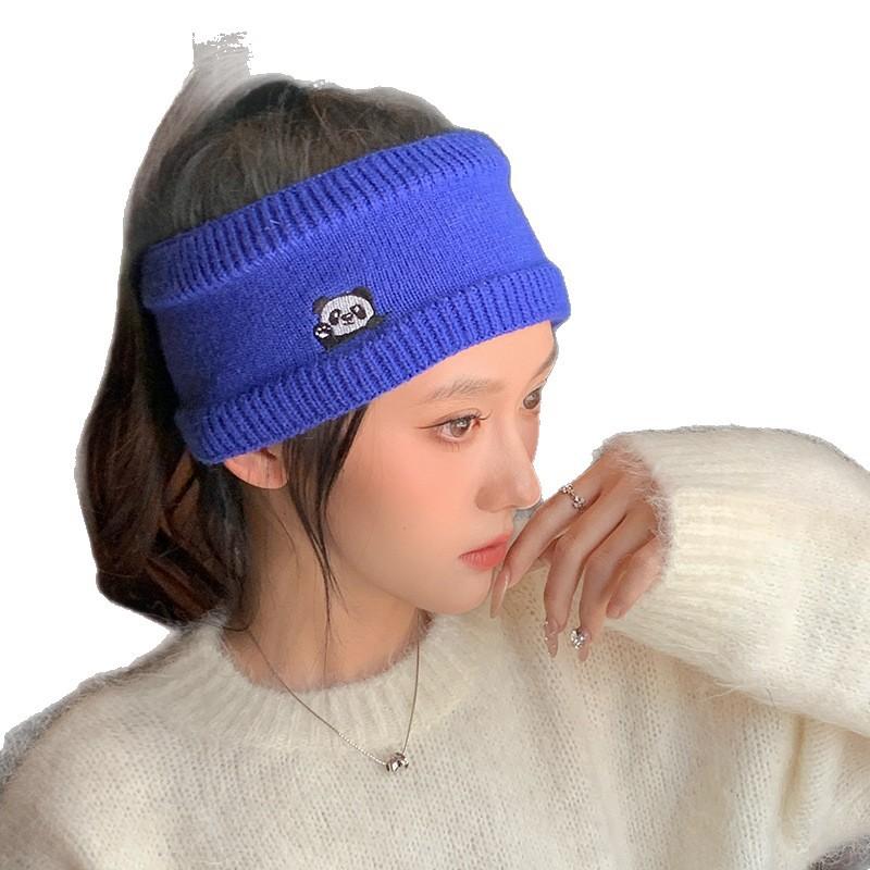 All-Match Retro Verdicktes Panda Strick Stirnband Koreanischer Stil Lässiges Sport Stirnband Outdoor Winddichter Schal Stirnband
