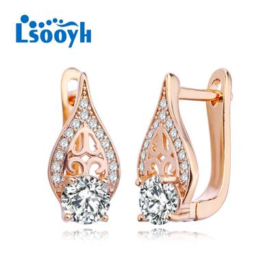 LSOOYH Orecchini a clip Orecchino di moda color oro rosa per donna Orecchini a bottone con zirconi vuoti