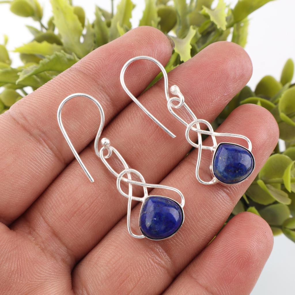 Cercei Lapis Lazuli Bijuterii cu Pietre Prețioase Lucrate Manual, Cercei din Argint Sterling 925, Cercei Bijuterii cu Design Unic Cadou Pentru Femei