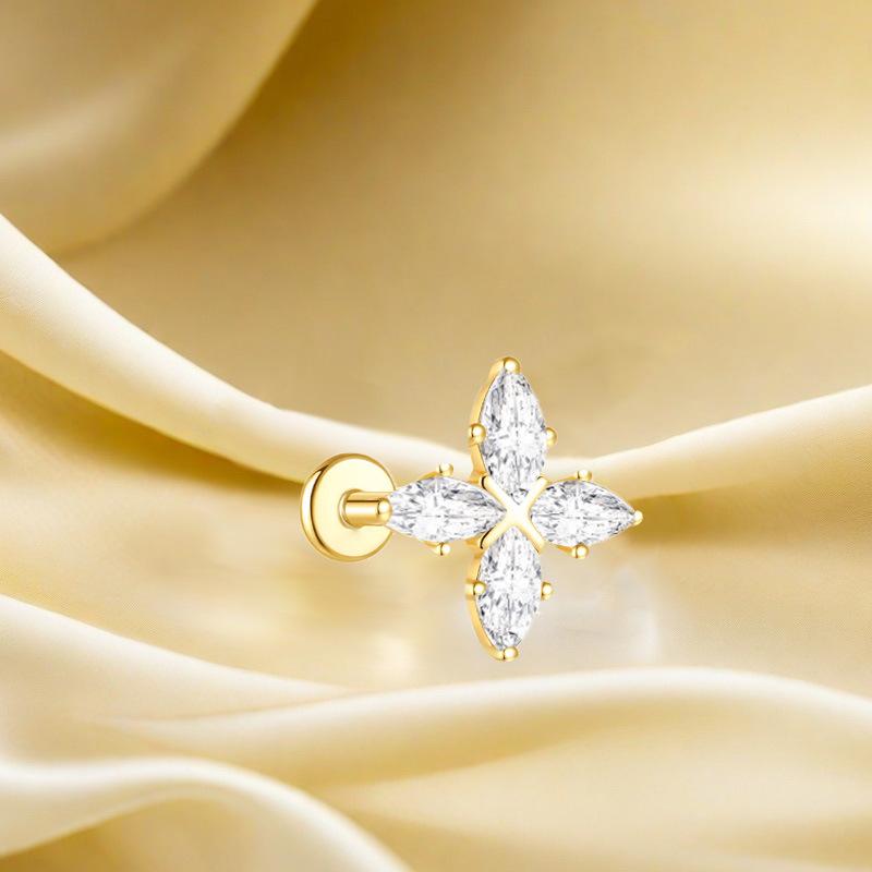 Titanium F136 Moon Threaded Cartilage Stud Earrings - Trendy European & American High-End Fashion