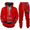 Morsom gitarkunst for menn 3D-trykk Hettegensere/bukser/dress Harajuku Vintage par treningsdresssett Personlighet Hip Hop Streetwear-klær