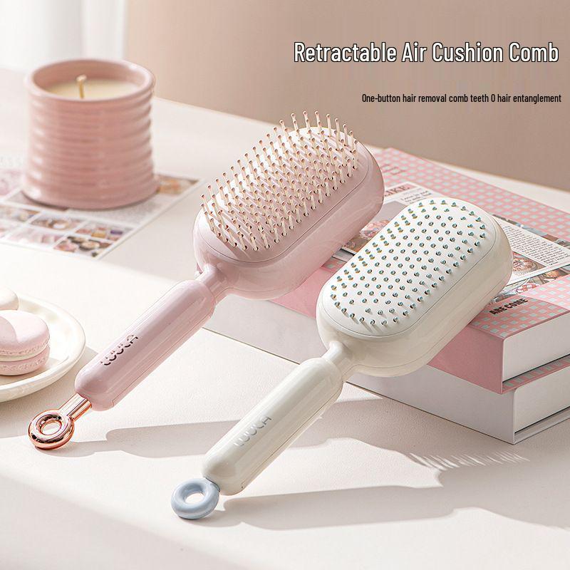 Portable Retractable Massage Comb with Anti-static, Fluffy Detangling Cushion