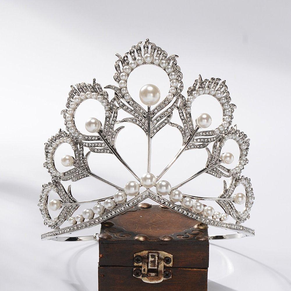 Rhinestone Crystal Pearl Headband Head Accessories Crown Jewelry Headpiece  Bridal Wedding