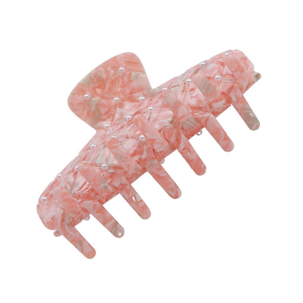 Hair Claw Clips Durable Fashionable Anti Slip Design Wonderful Gift with Pearls for Women Girls Orange