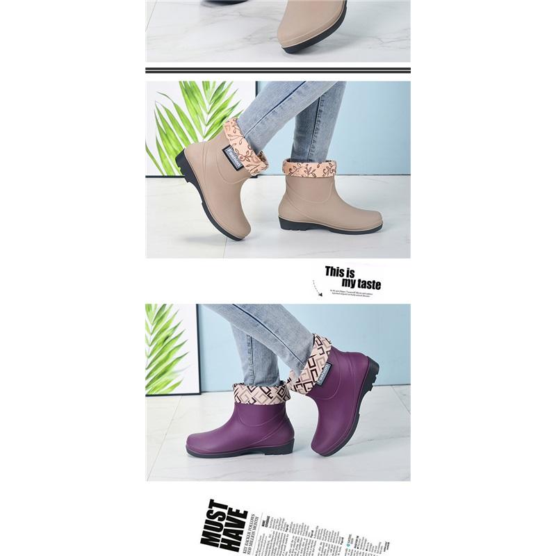 Women's Anti Skid Waterproof Thickened Wear Resistant Warm And Cotton Short Rain Boots