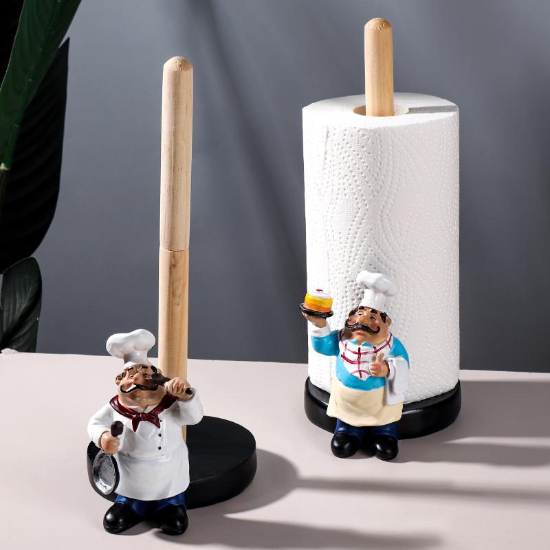 Cartoon Chef Paper Towel Holder, Portable Roll Paper Holder with Creative Design for Kitchen, Bathroom, and Restroom