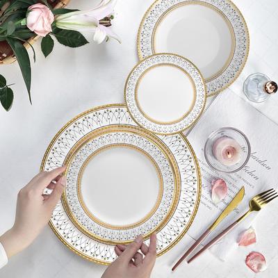 Talíř na západní večeři z kostního porcelánu Jednoduchý Lehký Luxusní Vysoký Smysl el Svatba Banket Steak Salát Domácí Nádobí Talíř Stolní nádobí