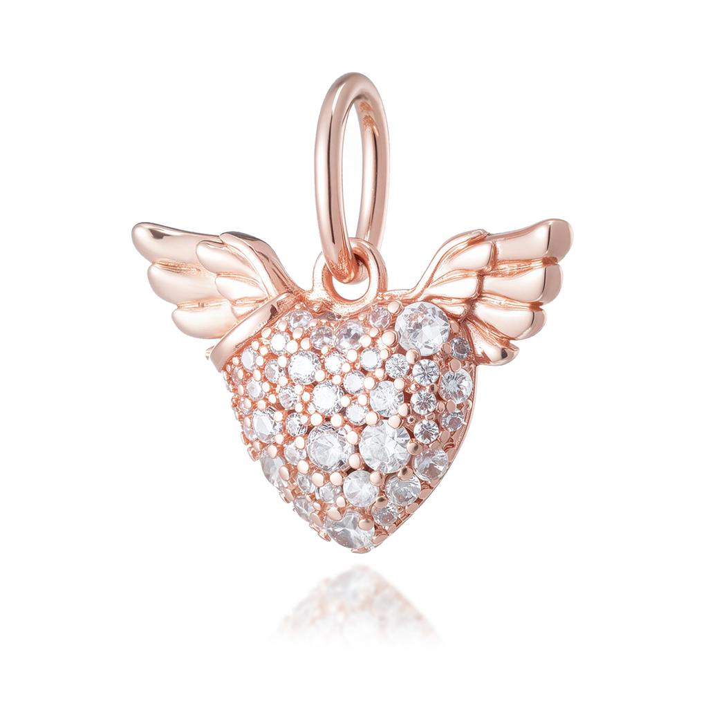 New Rose Gold Color Charm For Women Shiny Cubic Zirconia Beads Heart Star Sun Diy Fit Original Silver 925 Bracelets Jewelry Gift