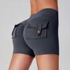 Women's High Waist Peach Butt Yoga Shorts with Pocket - Quick-Dry, High Elastic Fitness Running Pants