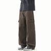 Men's  Autumn Winter New Cargo Pants Relaxed Straight Multi Pocket Washed Casual American Style Trousers