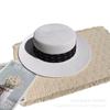 Small fresh letter webbing flat top straw hat female summer seaside photo shoot sun protection shade sand sun hat male