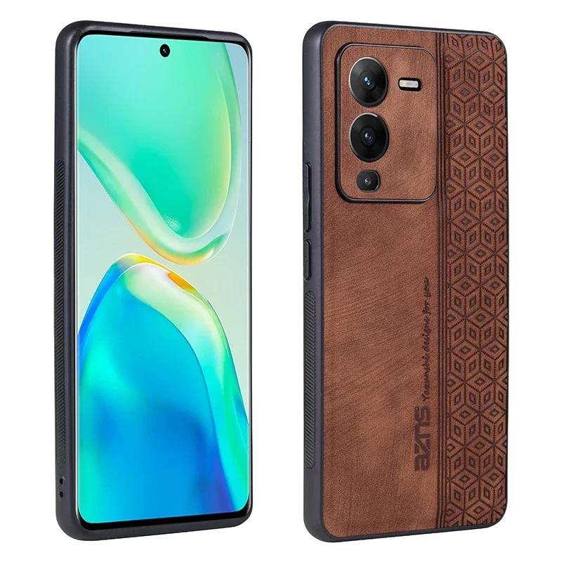 

Luxury 3D Embossed Leather Case for Vivo S15 S16 S17 T1 Pro 15e 16e 17e Skin Feel Soft Edge Rugged Bumper Back Cover Funda For Vivo S15 5G