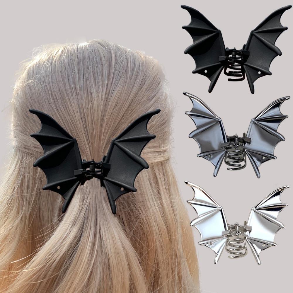 Matte Bat Shark Clip Black Ponytail Holder Fashion Claw Clip  Party Headwear