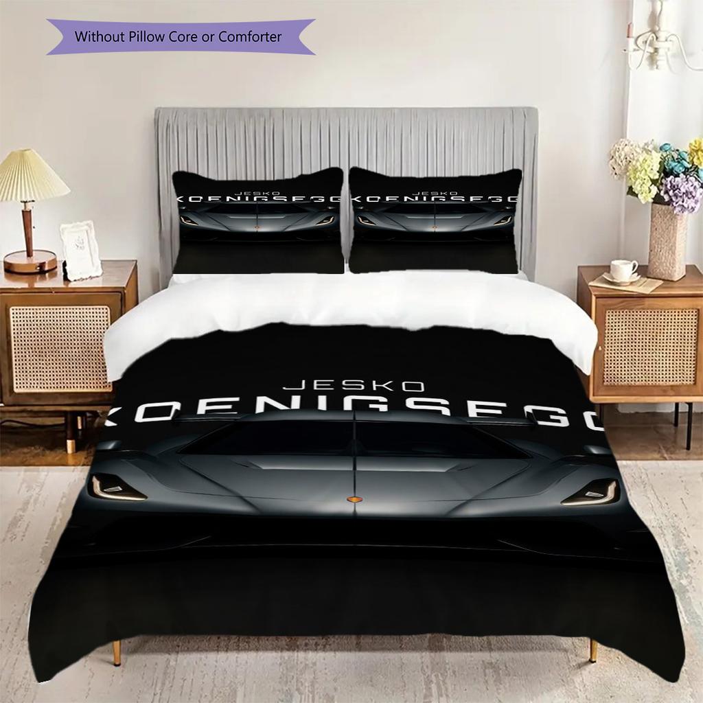 Koenigsegg Jesko Elegance Set a tre pezzi (1 * copripiumino + 2 * federa, senza nucleo) Copripiumino e federa 2D piatti Morbidi e comodi