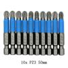 Magnetic Screwdriver Bits PH1/PH2/PH3/PZ1/PZ2/PZ3 Alloy Steel 10pcs 50mm