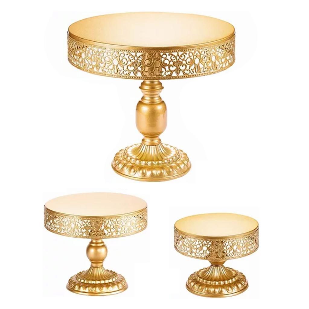 3PCS Gold Cake Stand Decorative Iron Reusable Detachable Stable Cupcake Holder for Party