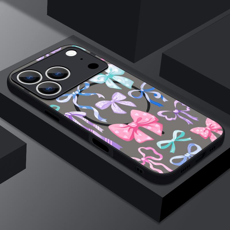 Colorful Bowknots Pattern Case For iPhone 17 Pro Max Magnetic For Magsafe Matte Cover For iPhone 16 Pro Max 15 14 13 16E Air