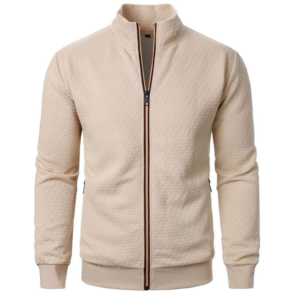 New Men's New Colourful Zip Stand-up Collar Sweater Jacket Men's Casual Jacquard Cardigan Sweater