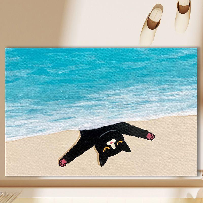 Cartoon Black Cat Diatom Anger Bathroom Floor Mat Bathroom Toilet Home Anti Slip Quick Drying Simple Toilet Floor Mat
