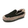 Mixed Color Lambfur Flat Shoes Woman Thicken Padded Warm Plush Winter Loafers Round Toe Anti -Slip Rubber Flats Furry Espadrilles