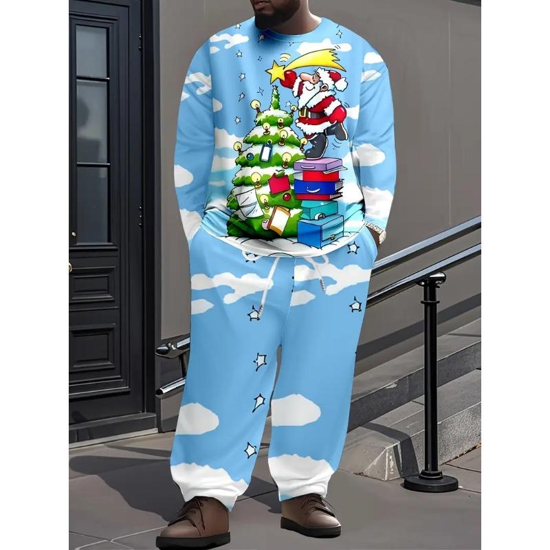 Julklädesset Vår Höst Herr Dam Mode 3D-tryck Mode Casual Sportkläder Sweatshirt Joggingbyxor 2 Delar Set