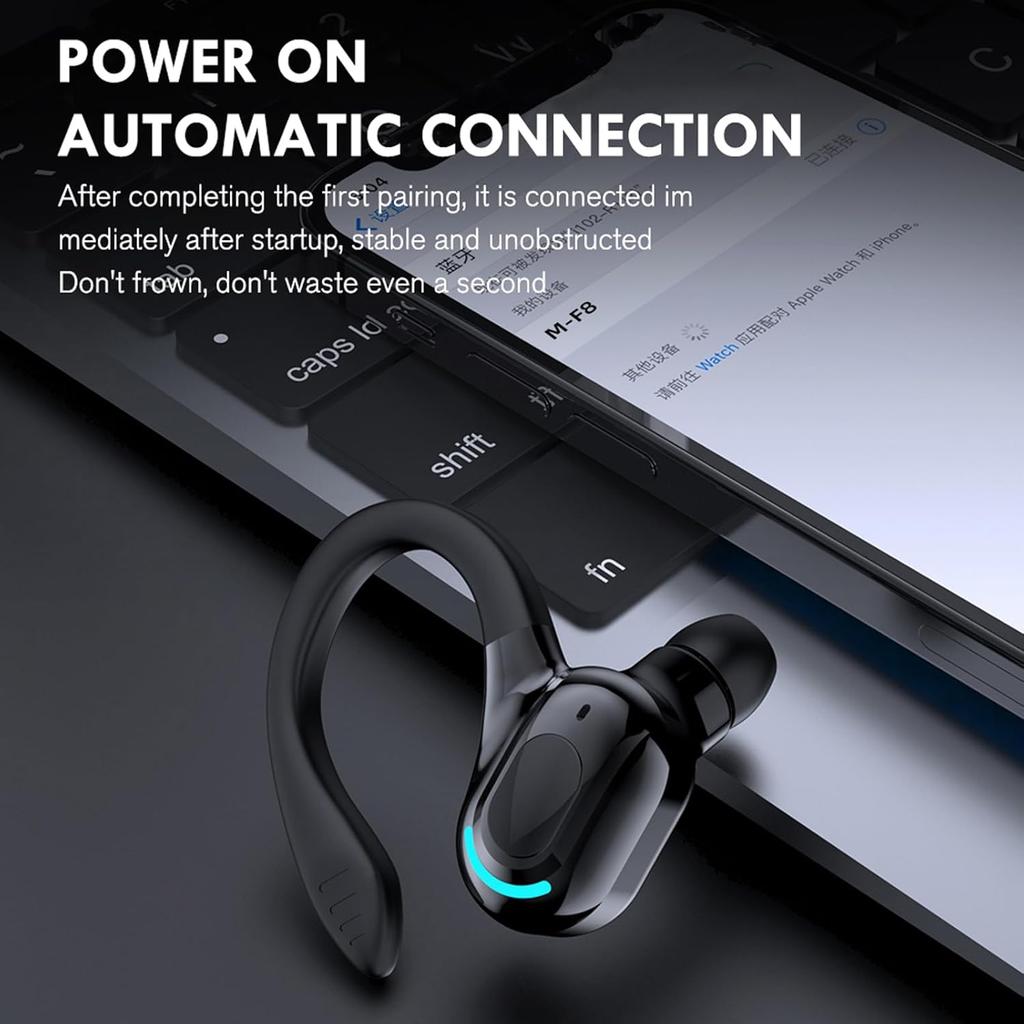 Wireless Earbuds with Earhooks Single Bluetooth Earpiece Sports Headphones Over the Ear Running Workout Wrap Around Earbuds 20H Long Battery Life