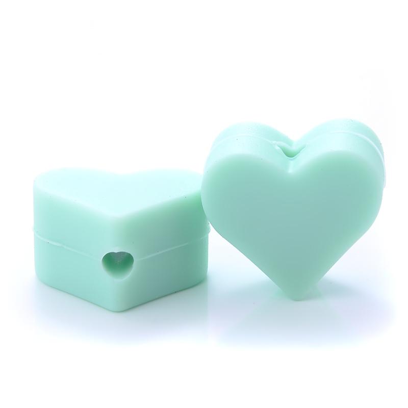 14mm 10Pcs/Lot Heart Shape Silicone Beads Baby Nursing Chewable Teething Beads Pacifier Teether DIY Necklace Accessories