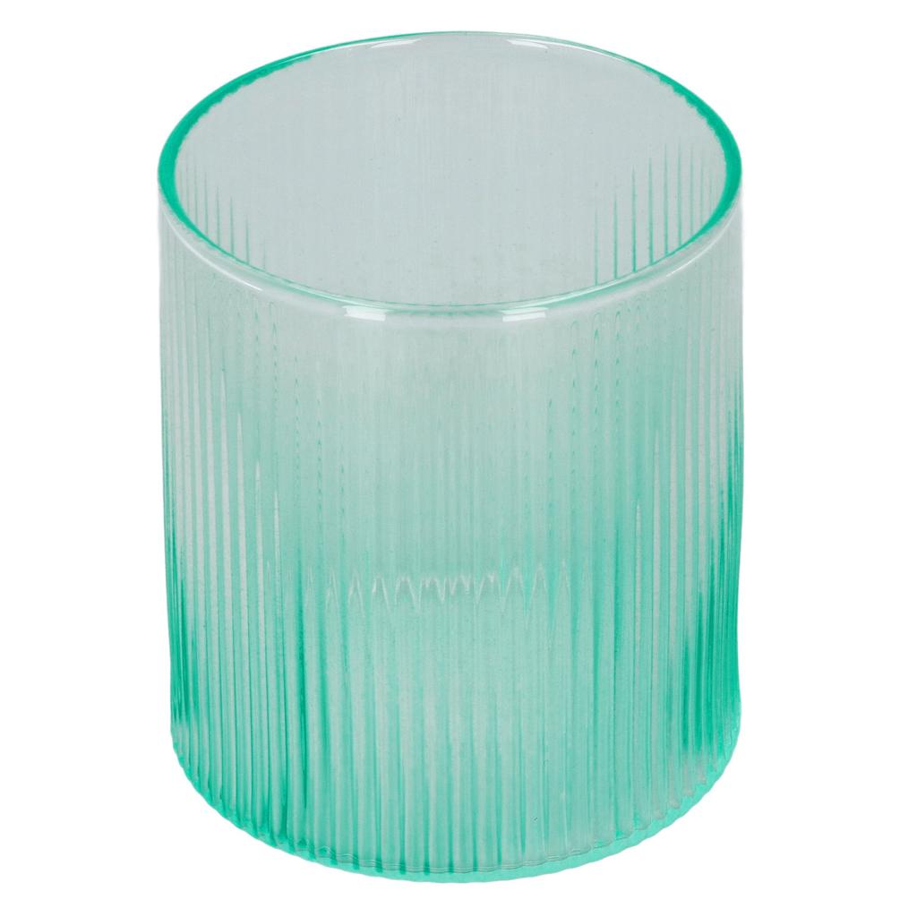 Borosilicate Glass Cup Gradient Vertical Stripes Mug for Water Milk Latte Cappuccino TeaGreen