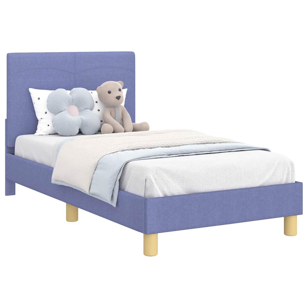 Kids Bed Frame with Headboard Jeans Blue 80 X 160 Cm Fabric