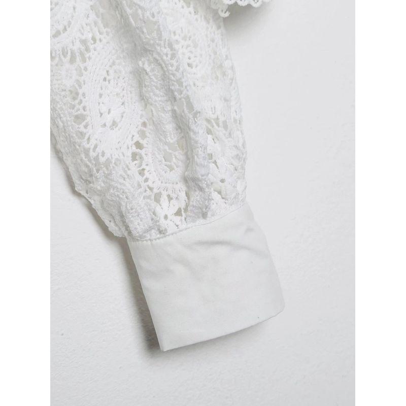 Kaslead Fashion Style Crochet Long Sleeves Shirt