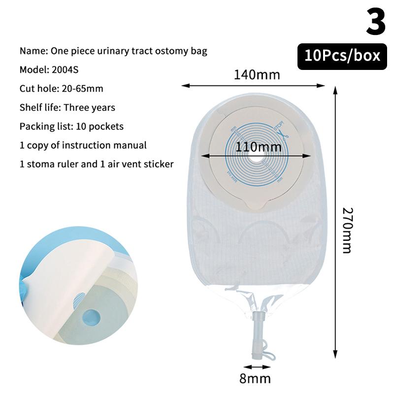 10 Pcs Drain Valve One-Piece System Colostomy Bags For Adults Disposable Colostomy Pouch Opening 20-65Mm With Clip Closure