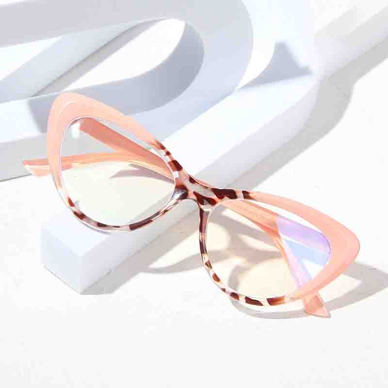 Fashion Cat Eye Reading Glasses For Women Trendy Anti-Blue Light Transparent Eyeglasses Large Frame Minimalist Computer Glasses