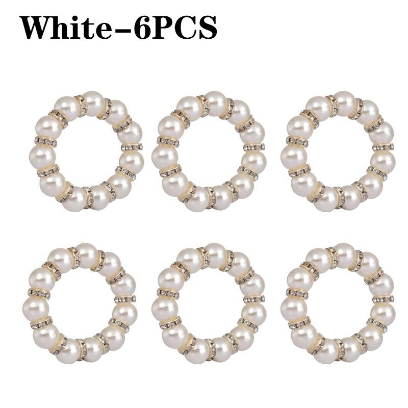 Handmade Beaded Pearl Napkin Ring Valentine's Day DecorativeNapkin Holder DIYTable Towel Ring for Wedding Party Tablecloth Decor