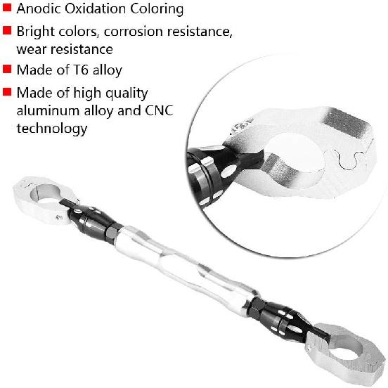 Motorcycle Handlebar Cross Bar, 7/8" 22mm Handlebar Strengthen Lever Bar Adjustable Motorcycle Balance Reinforce Lever (Silver)