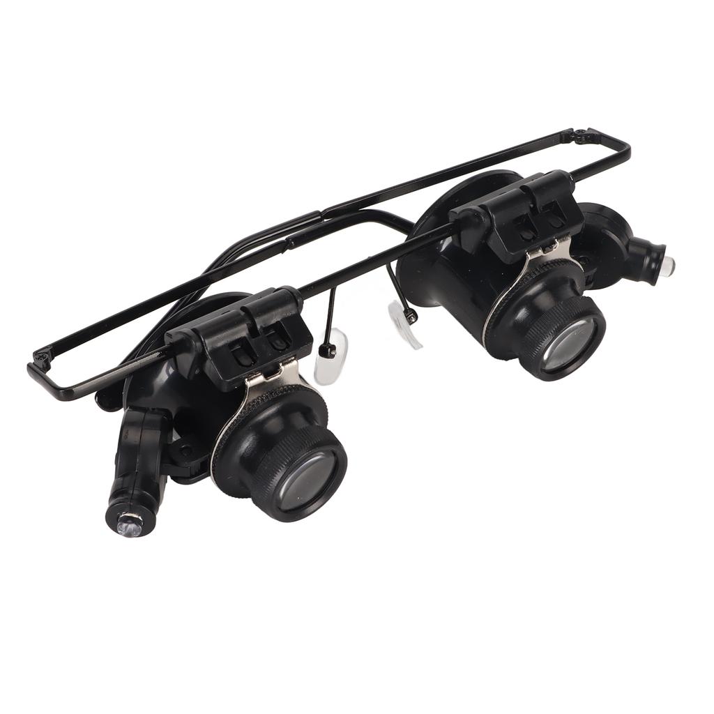 20X Klockreparationsförstoringsglas LED-lampa Klockreparation Juvelerare Värderingsverktyg Dubbelt Ögonförstoringsglas