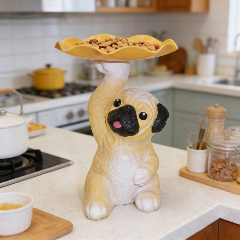 Lovely Dog Statue Key Candy Bowl Dog Statues Figurines Entryway Table Ornament for Office Home Decors New Year Gift