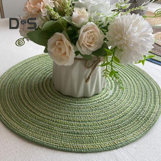 2 Pcs Anti-Slip Round Table Mat Set Woven Placemats Dining Table Non-Slip Coasters for Kitchen Heat Resistant Bowl Pads Drink Mats