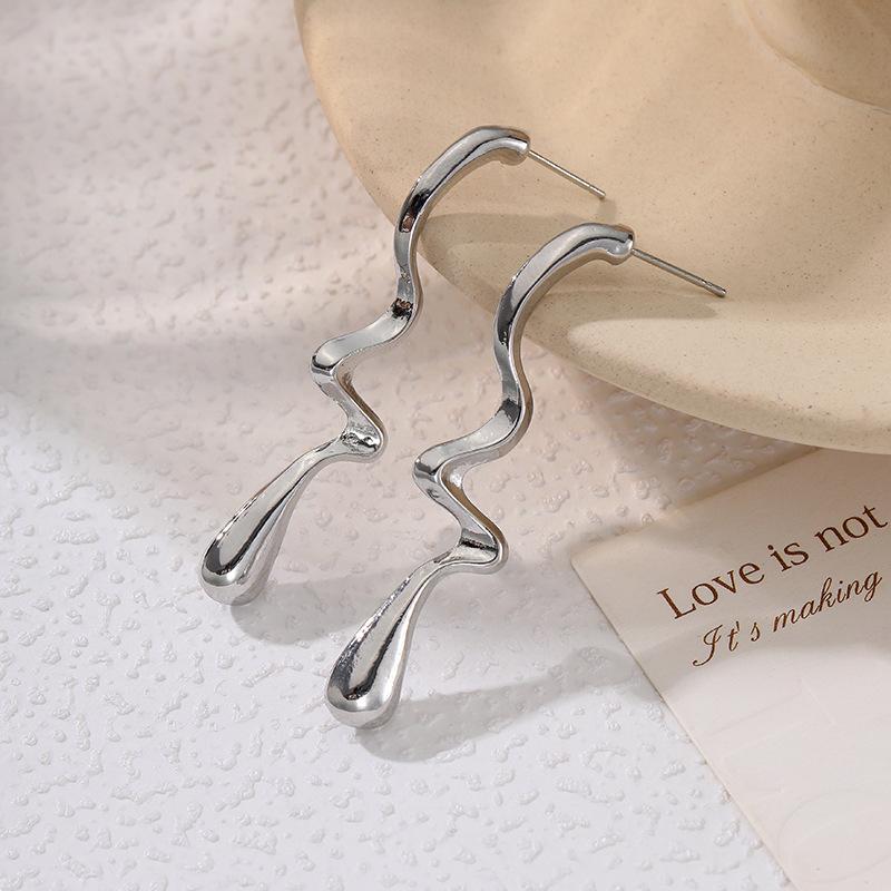 Einfache unregelmäßige Linien, Wassertropfen-Ohrringe, Schmuckstücke, modische und vielseitige neue Stecker für Damen