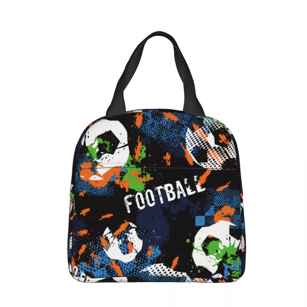Cartoon Soccer Ball Football Insulated Lunch Bag Thermal Bag Reusable High Capacity Lunch Box Tote Food Bag Beach Outdoor