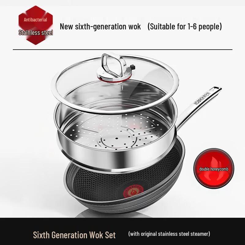 

KABACH Non-stick Antibacterial 316L Stainless Steel Wok